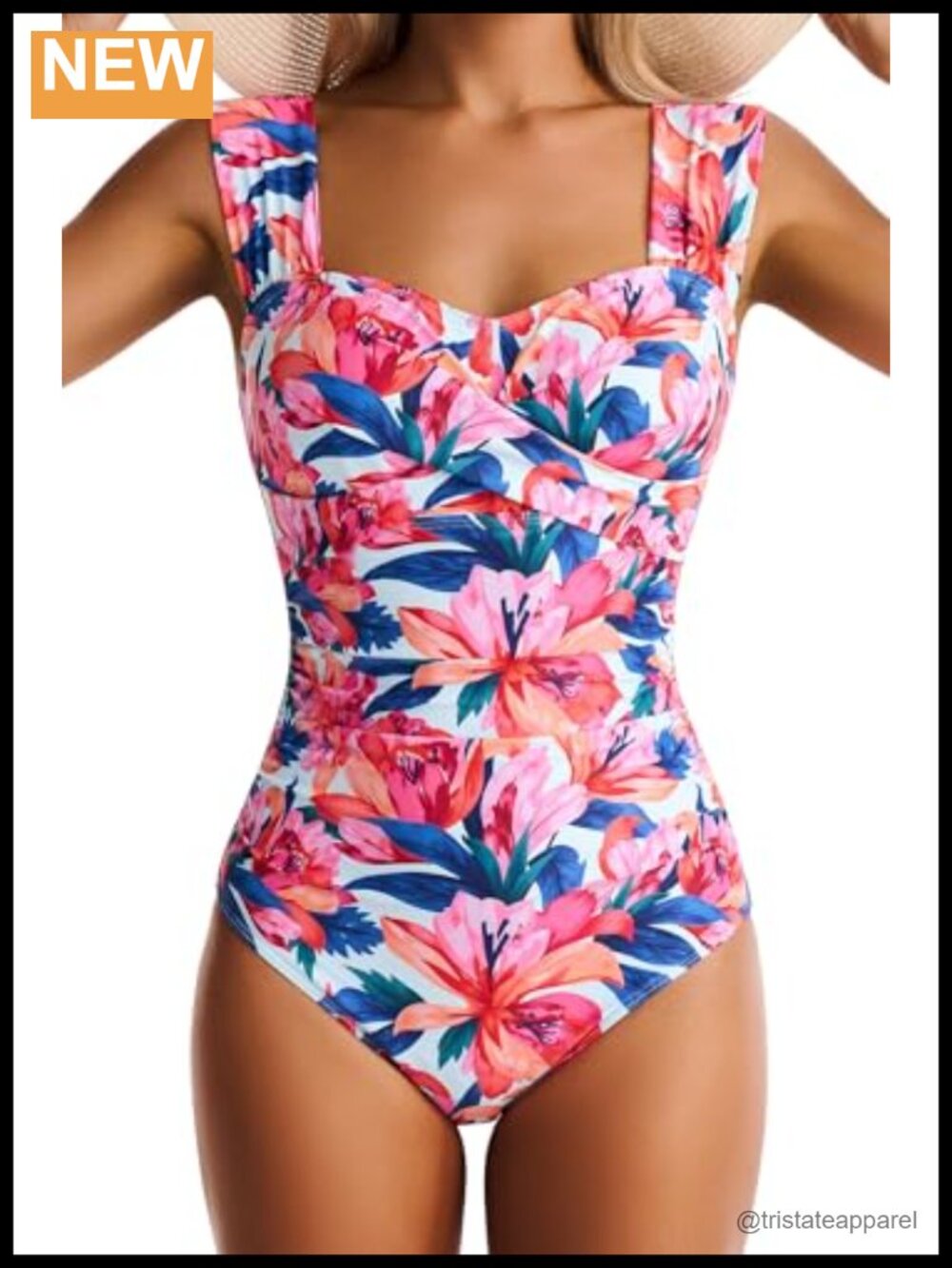 Womens One Piece Swimsuit Tummy Control Full Coverage Wide Strap Bathing Suit
